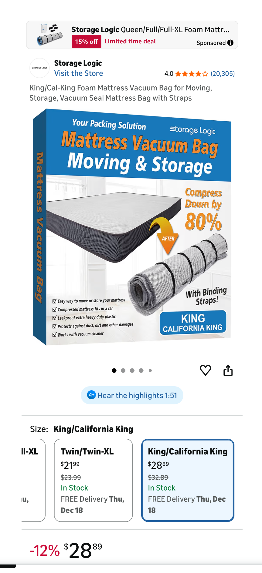 Mattress Vacuum Bag