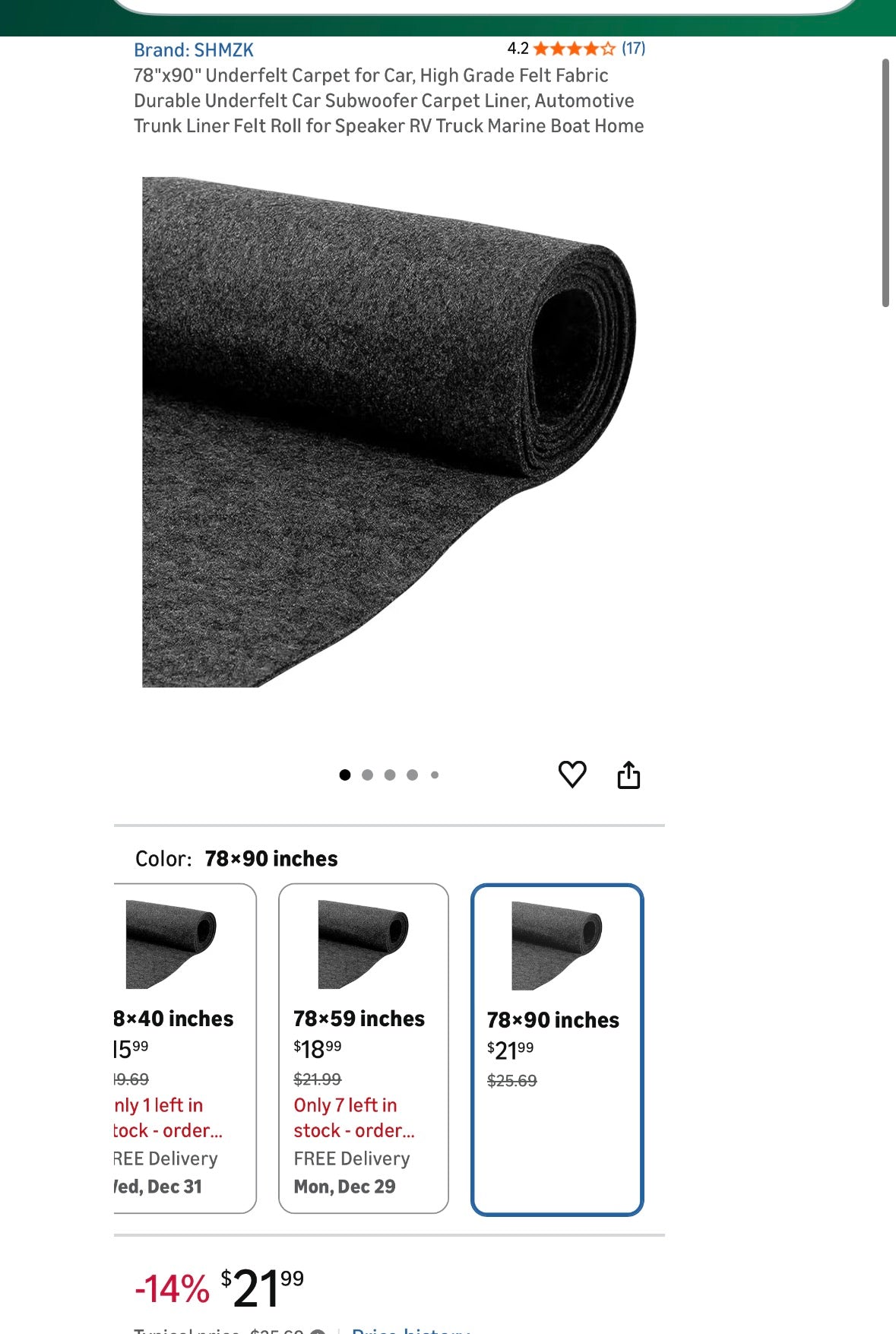 78x90” Underfelt Carpet