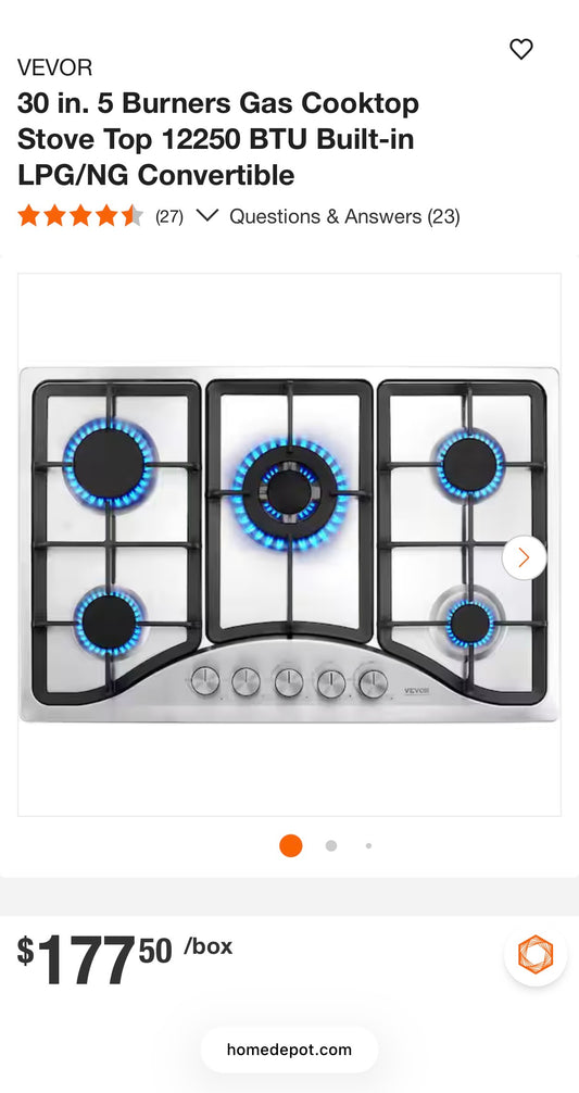 Countertop Gas Range 30”