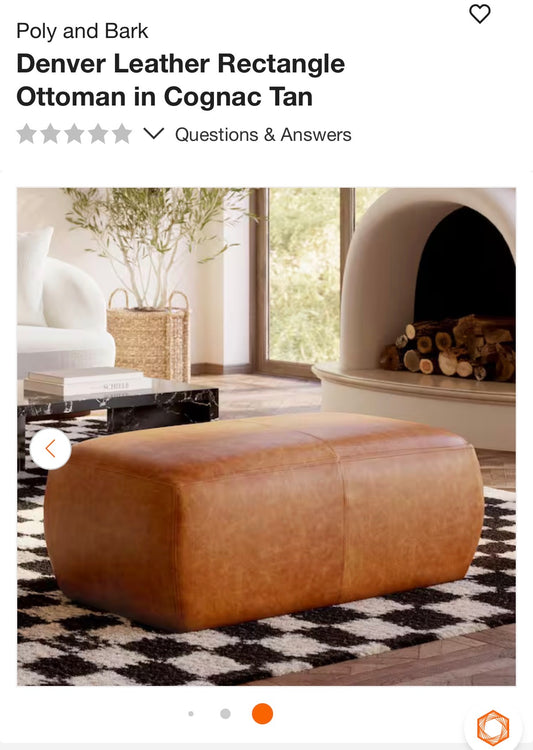 Tan Leather Ottoman