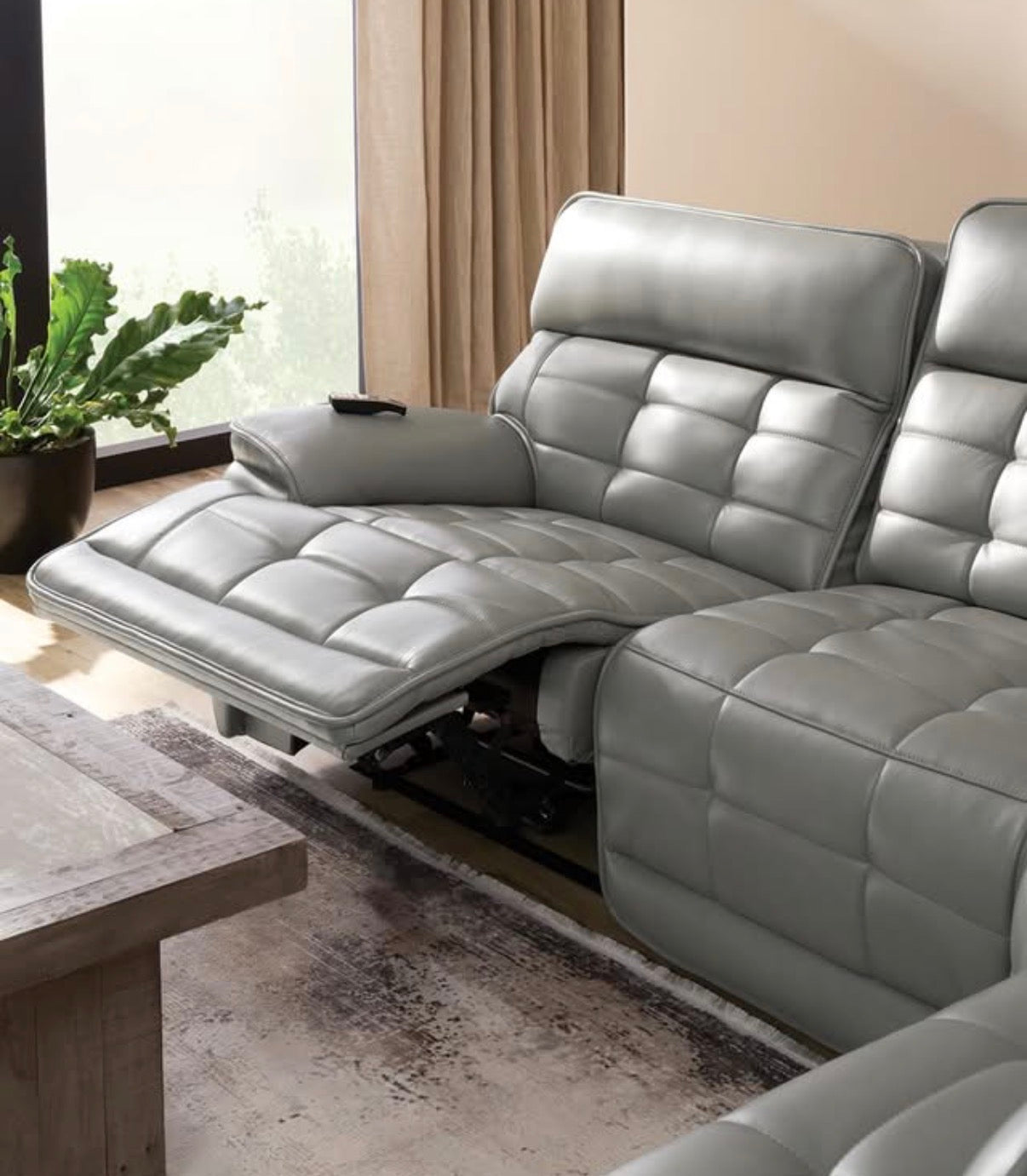 Triple Power Zero Gravity Gray Leather Reclining Sectional with Heat