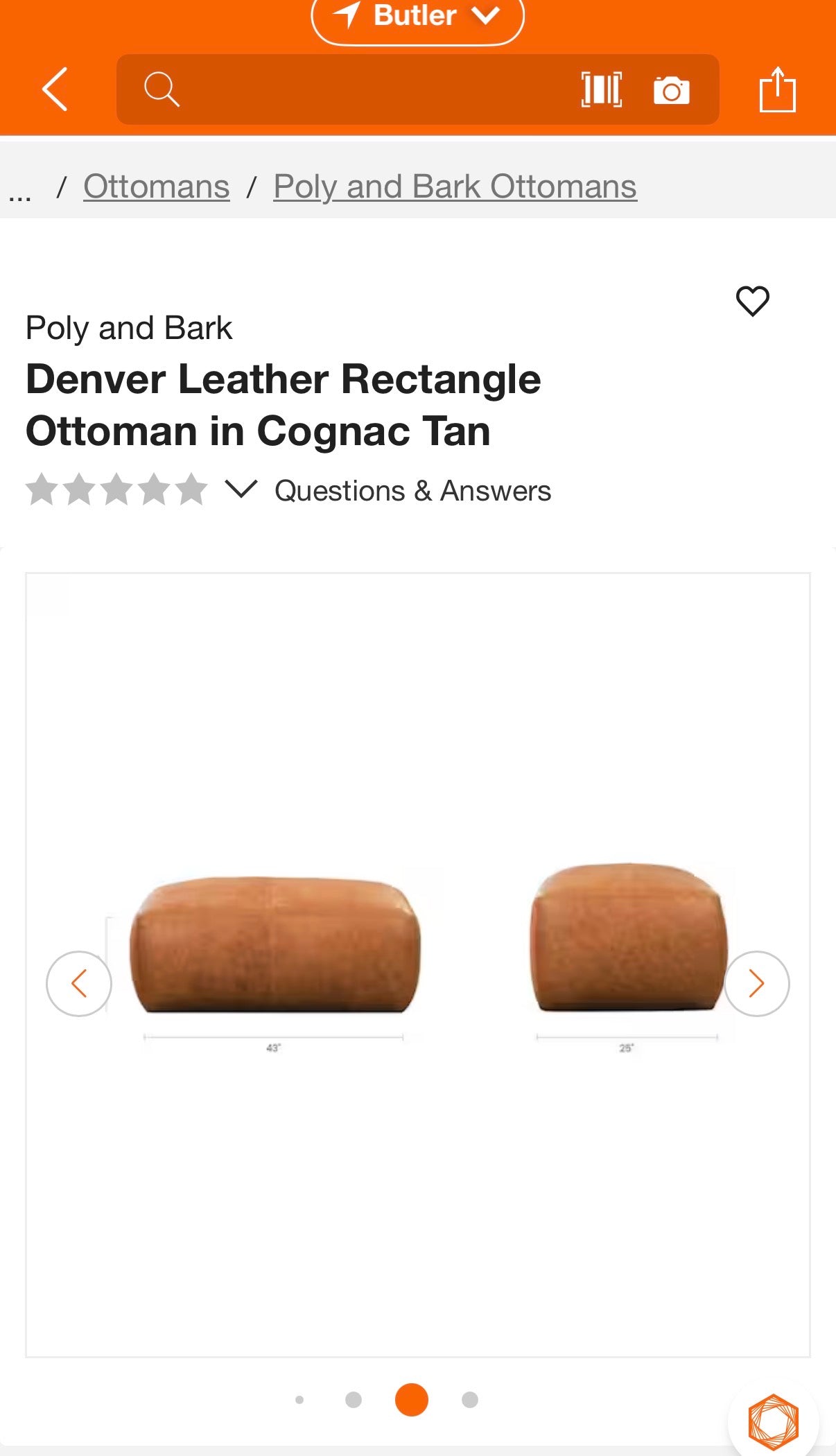 Tan Leather Ottoman