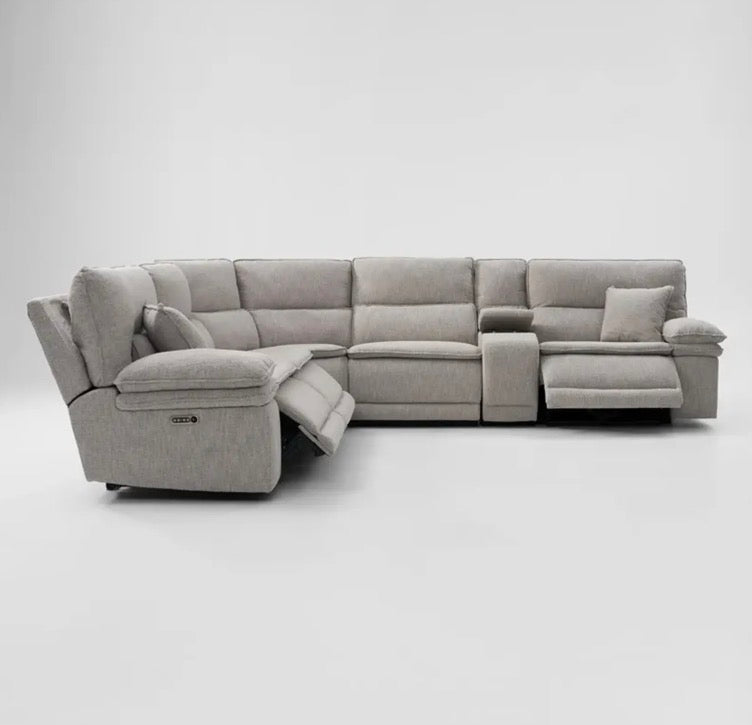 Brookdale Ivory Dual Power Reclining Sectional with Power Chaise