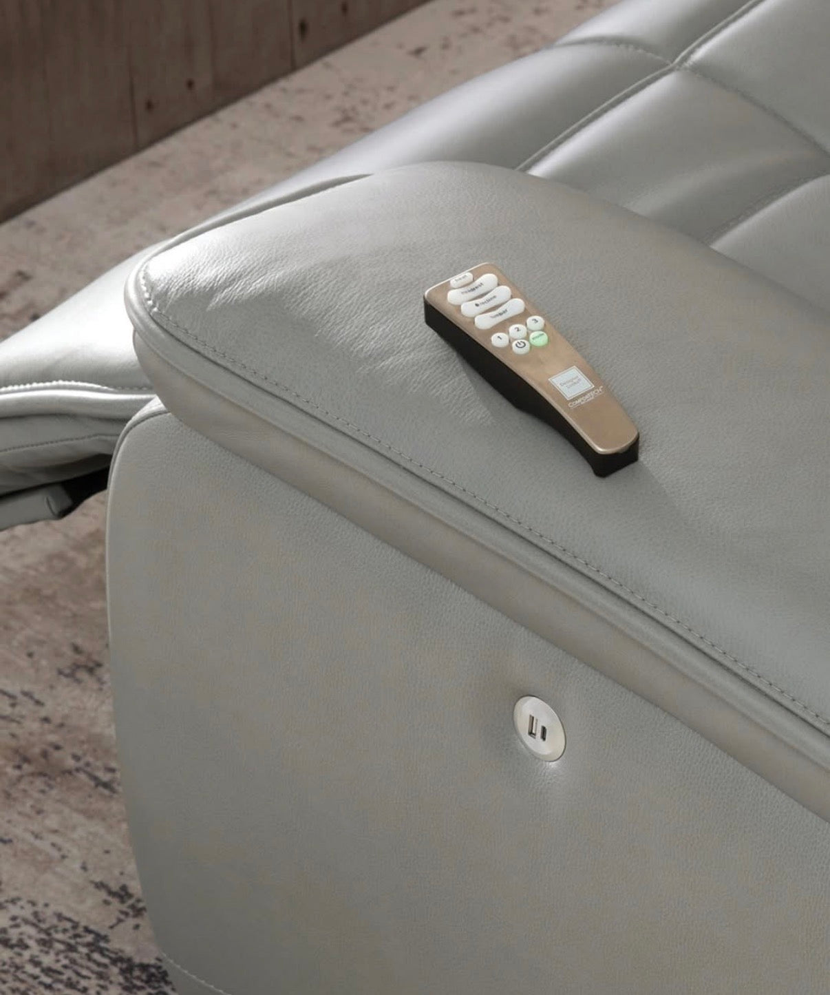 Triple Power Zero Gravity Gray Leather Reclining Sectional with Heat