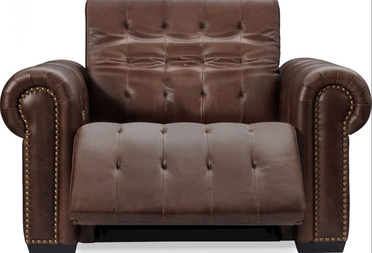 Dual Power Reclining Oversized Leather Chair