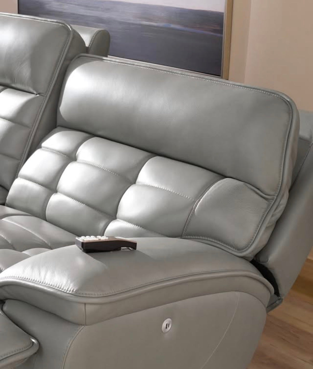 Triple Power Zero Gravity Gray Leather Reclining Sectional with Heat
