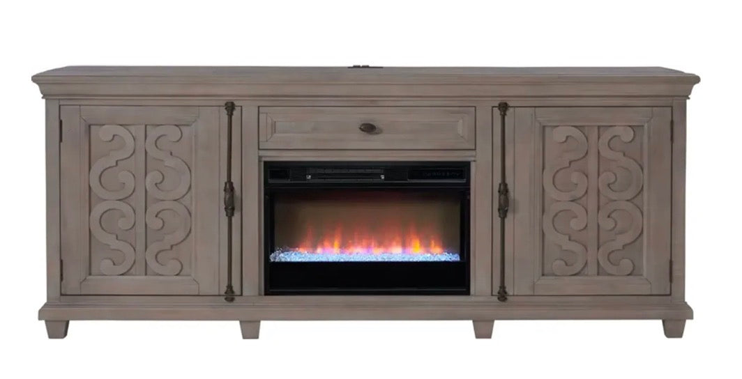 Charleston 84” TV Stand with Fireplace