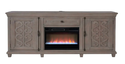 Charleston 84” TV Stand with Fireplace