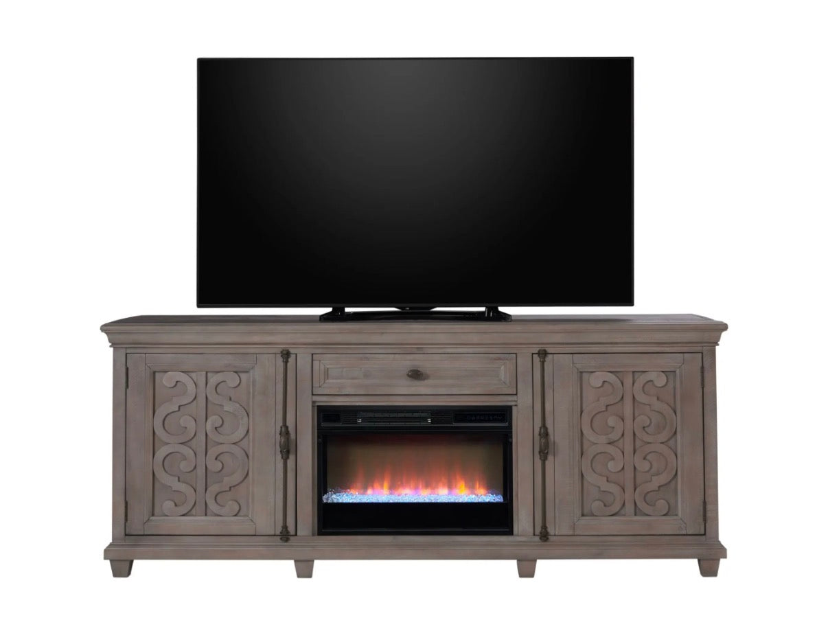 Charleston 84” TV Stand with Fireplace