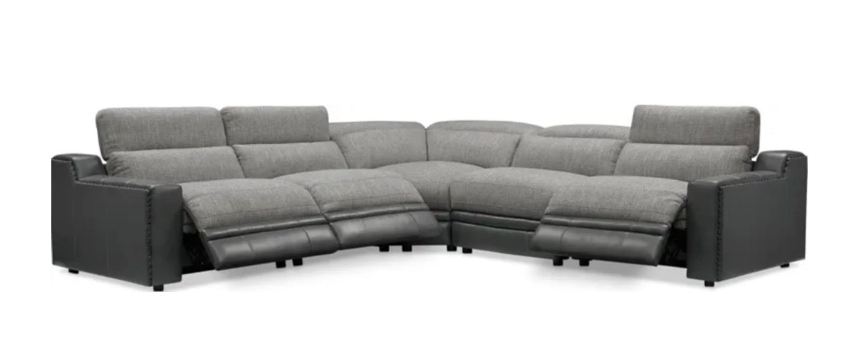 Gray Two-Toned Dual Power Reclining Sectional