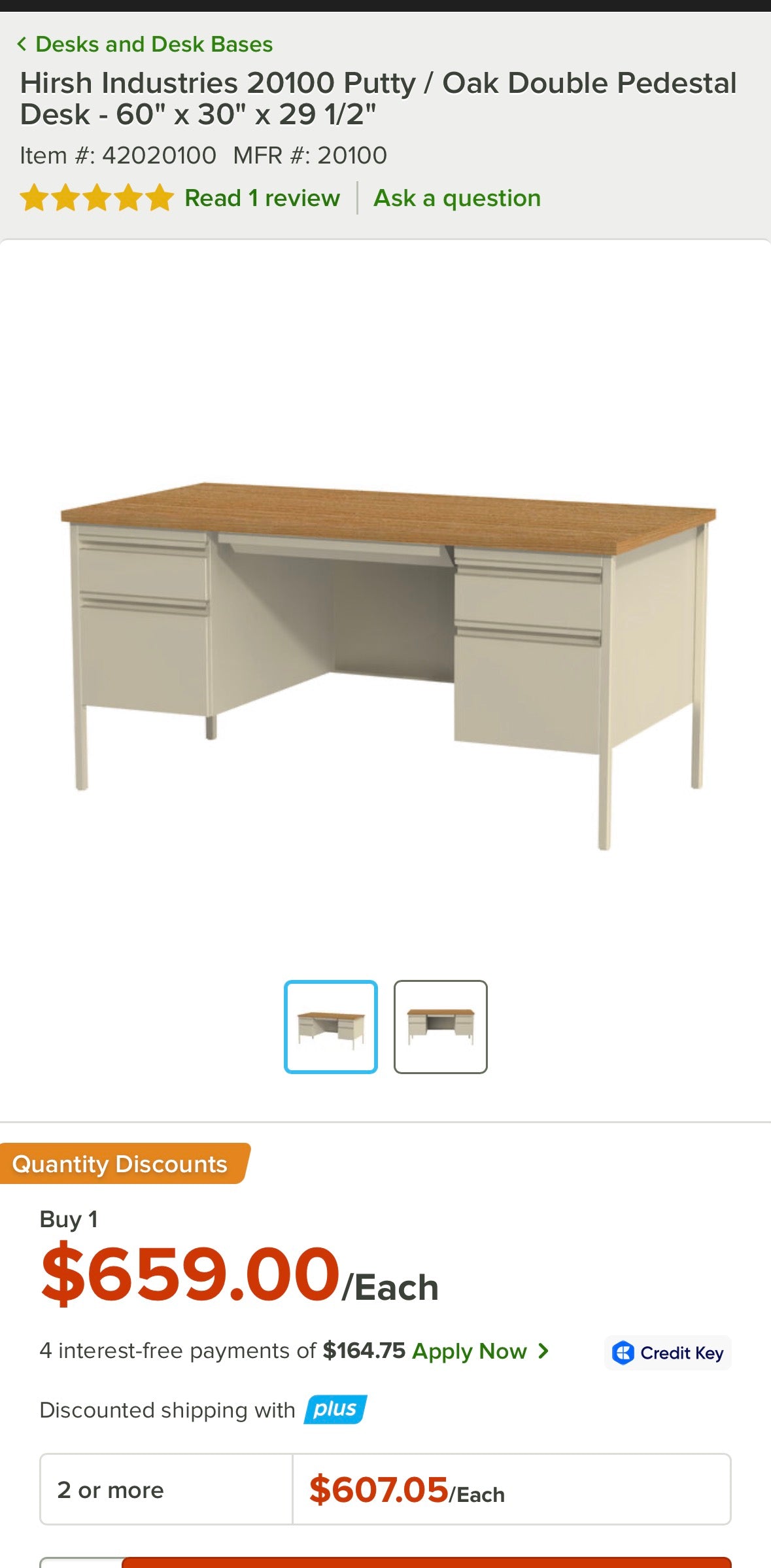 Hirsh 60” Computer Desk