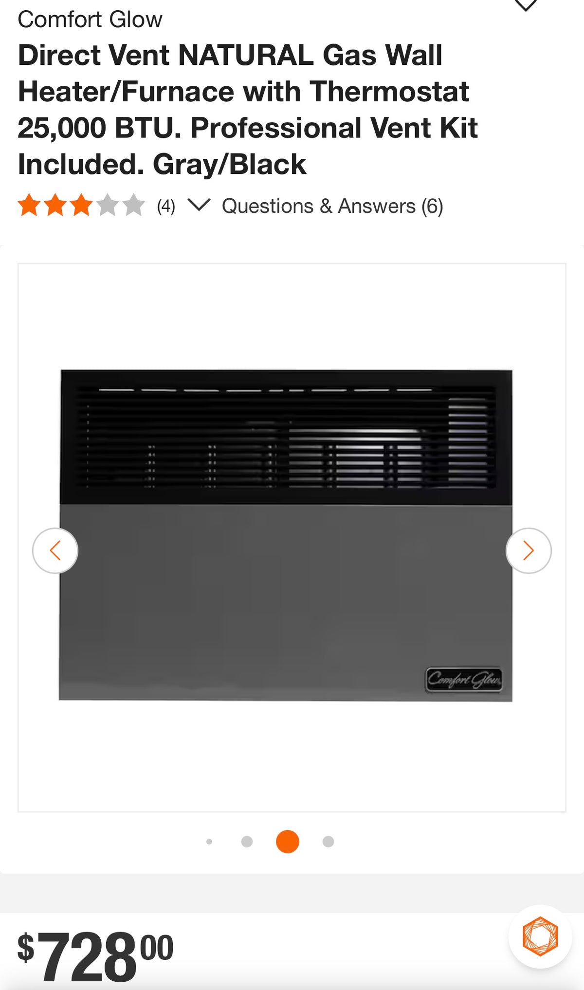 Comfort Glow 25,000 BTU Gas Heater/Furnace