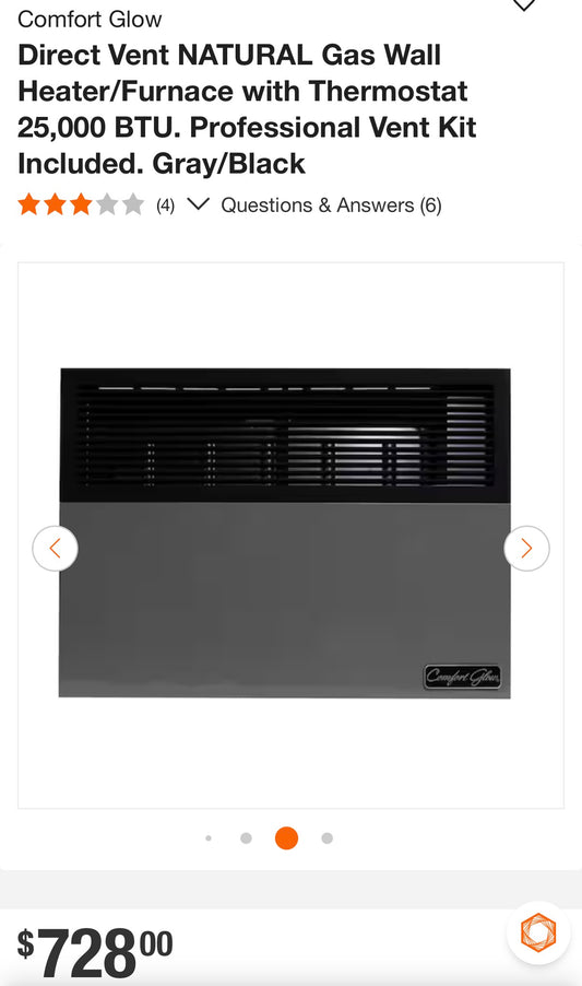 Comfort Glow 25,000 BTU Gas Heater/Furnace