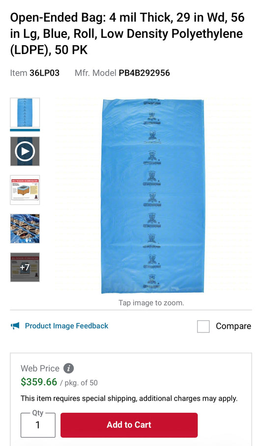 Open Ended Bags 4 mil - Low Density Polyethylene (50pk)