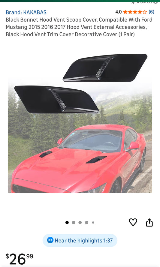 Hood Vents for Ford Mustang