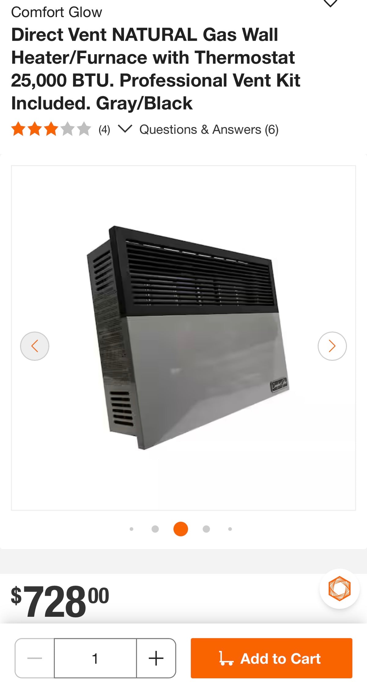 Comfort Glow 25,000 BTU Gas Heater/Furnace