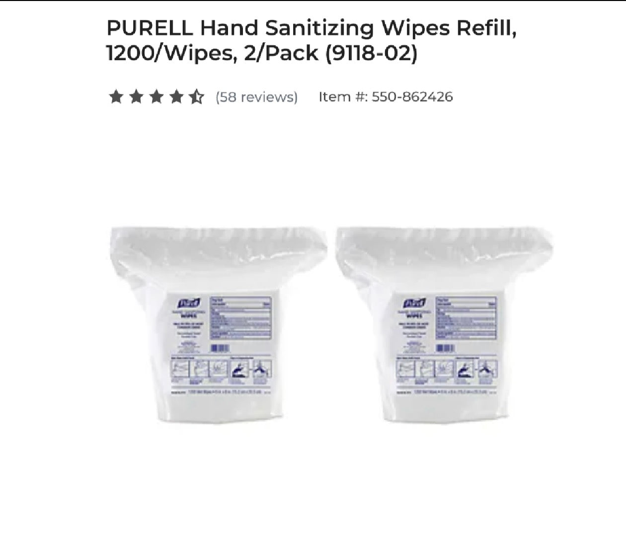 Case of Purell Hand Sanitizing Wipes #9118-02