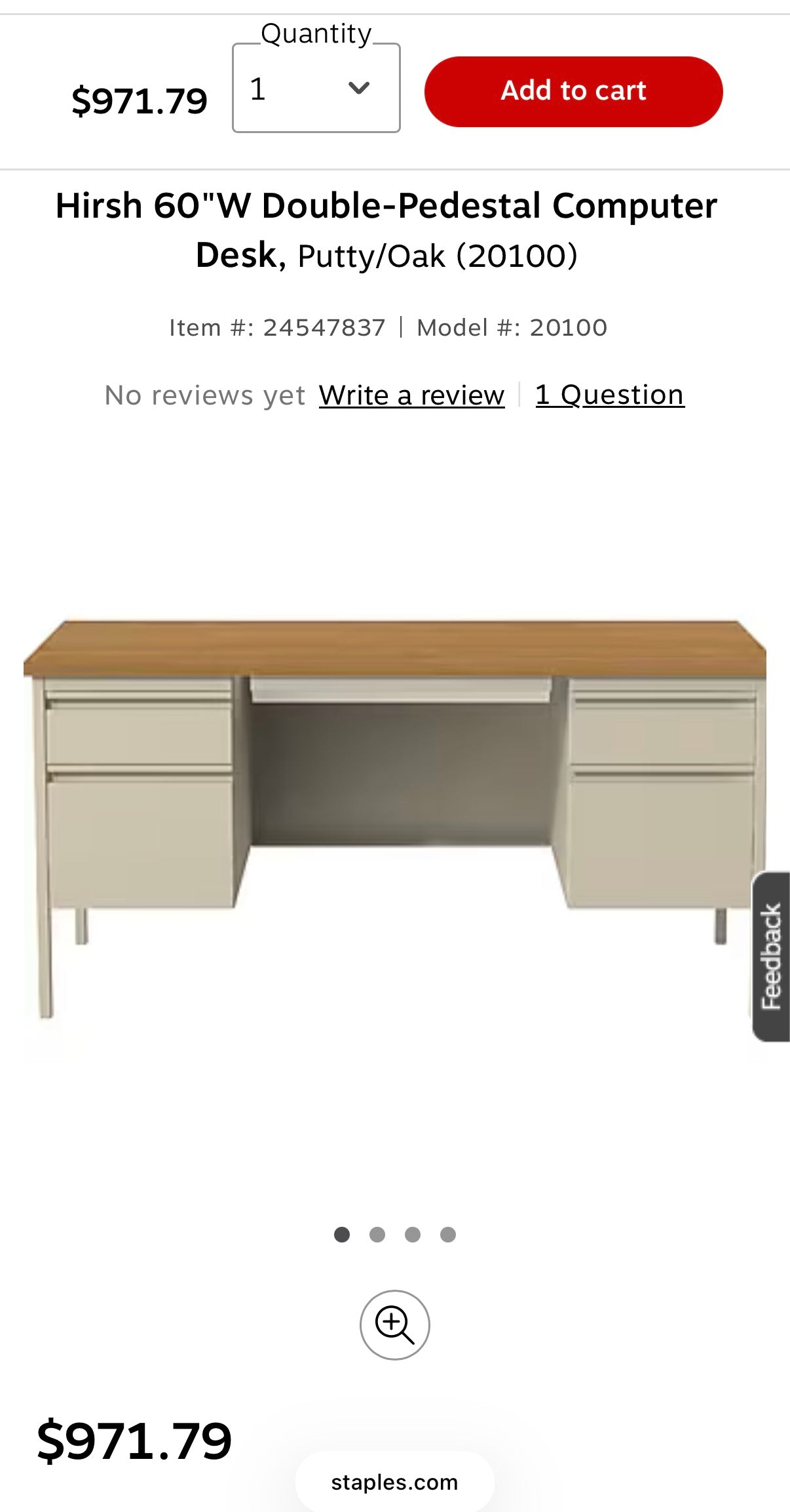 Hirsh 60” Computer Desk
