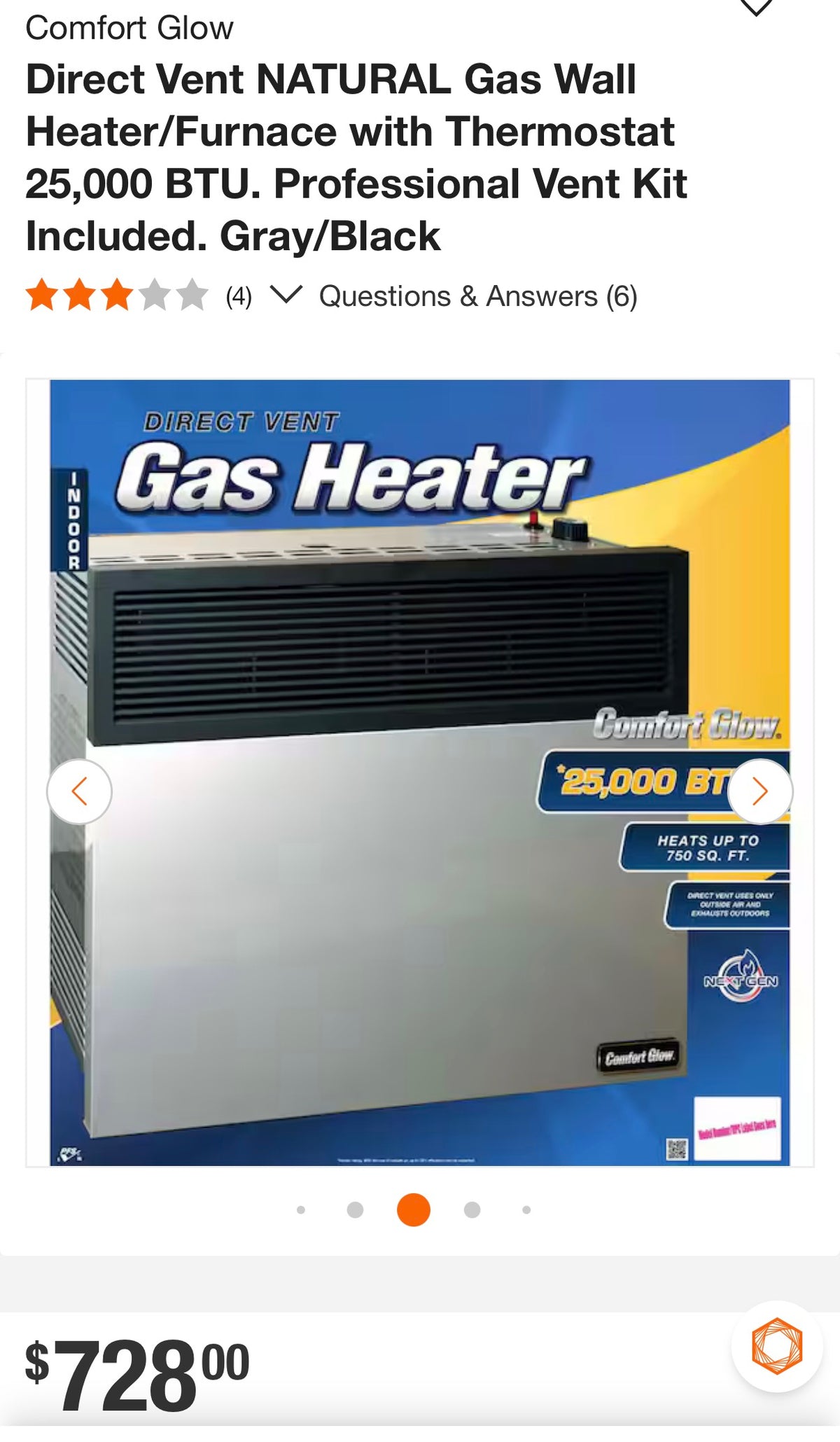 Comfort Glow 25,000 BTU Gas Heater/Furnace